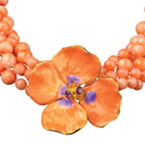 Russian Imperial Pink Pansy Necklace