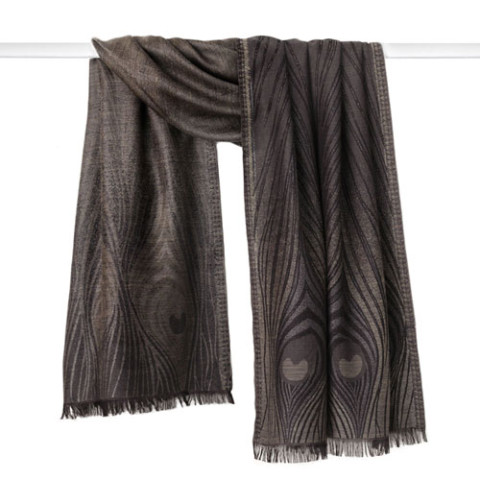 Louis Comfort Tiffany Peacock Feather Shawl (taupe/gray)