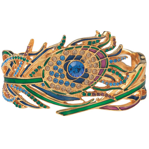 Jeweled Peacock Feather Cuff