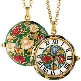 Floral Enamel Pendant Watch